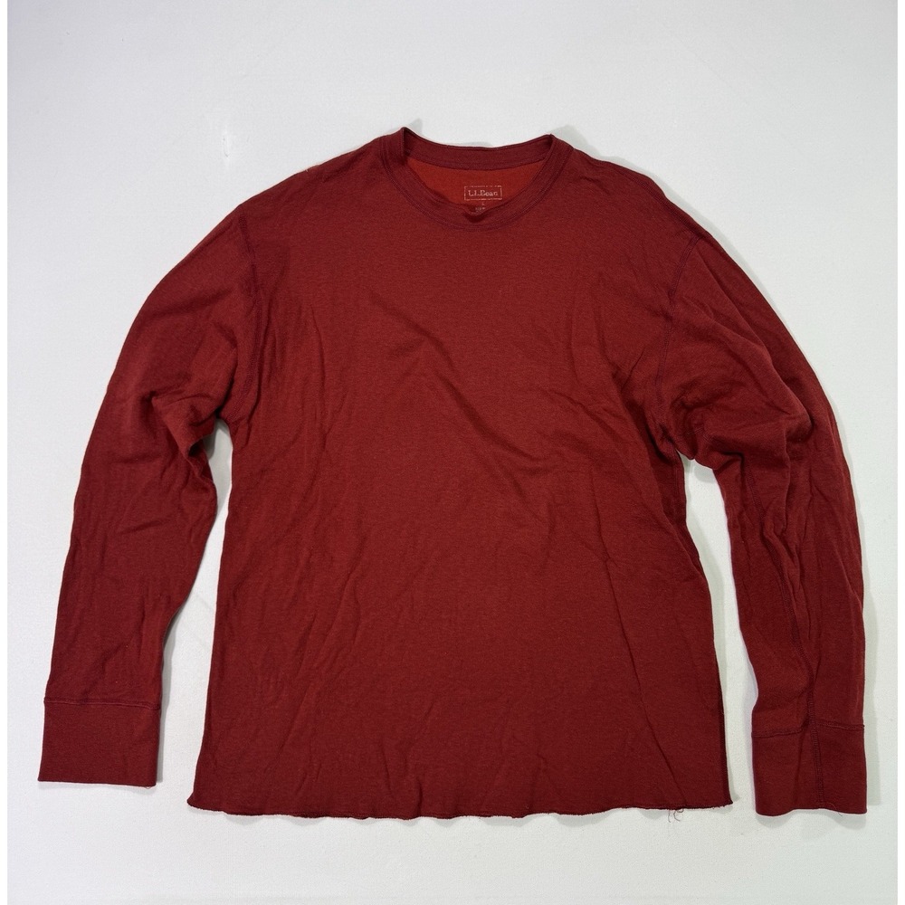 LL Bean River Drivers 2 Layer Thermal Henley Wool Men's Large Red Outdoorsman